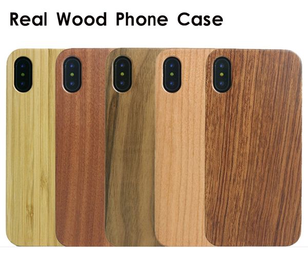 Étuis de téléphone portable en bois vierge de super qualité pour iphone X 10 6 6S 7 8 Plus bambou + TPU souple couverture de protection complète antichoc pour Samsung