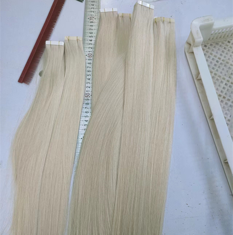 Hochwertige Echthaar-Tape-Ins-Extensions für schwarzes Haar, gerade, gewellt, gelockt, 40 Stück/100 g
