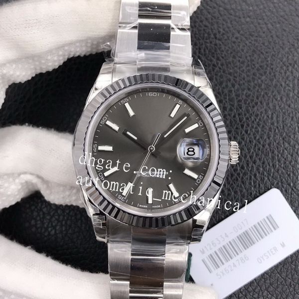 Super Quality Men's Watches 41mm Flute Bezel Automatic Cal.3235 Eta Grey Wimbledon Watch Men 904L stainless steel Strap Bracelet Ref.126333 Date Wristwatches