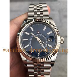 Super Quality Mens Watch 42mm Blue Dial Ref.326934 Sky Dual Time Zone Automático Mecánico Jubileo Correa de acero inoxidable Zafiro Cristal Mens Sport Reloj de pulsera