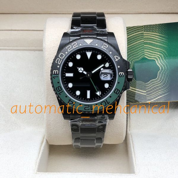 Super Qualité Montre Homme Date Automatique 40mm Noir Vert Lunette Automatique Mécanique Asie 2813 Mouvement Acier Inoxydable Verre Saphir Montre-Bracelet de Haute Qualité