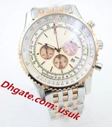 Super kwaliteit heren horloges quartz chronograaf heren polshorloge tweekleurige rosé gouden kast witte wijzerplaat Ti3 volledig roestvrijstalen riem A24322 stopwatch mannelijk horloge