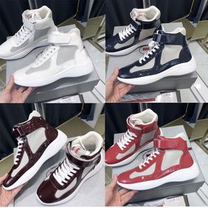 Super Kwaliteit Perfect Americas Cup High-top Sneakers Schoenen Mannen Casual Wandelen Rubberen Zool Mannen Sport Mesh Stof Lakleer Outdoor Trainers 39-45