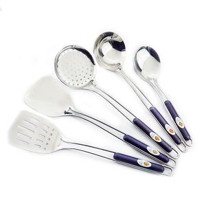 Super Kwaliteit Rvs Cookware Set Schop Rijst Lepel Grote Soeplepel 5 Stuks Hittebestendig Nylon Handvat Keukengerei