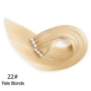 Extensions de cheveux remy à bande invisible péruvienne droite en soie extension de cheveux pu double dessiné 100g 40 pièces 14 16 18 20 22 24 26