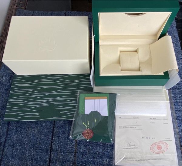 Super qualité Top Luxury Watch Brand Green Original Box Papers Mens Gift Wispes Boîtes Card de sac en cuir 0,8 kg pour la boîte de montre avec sac2777757