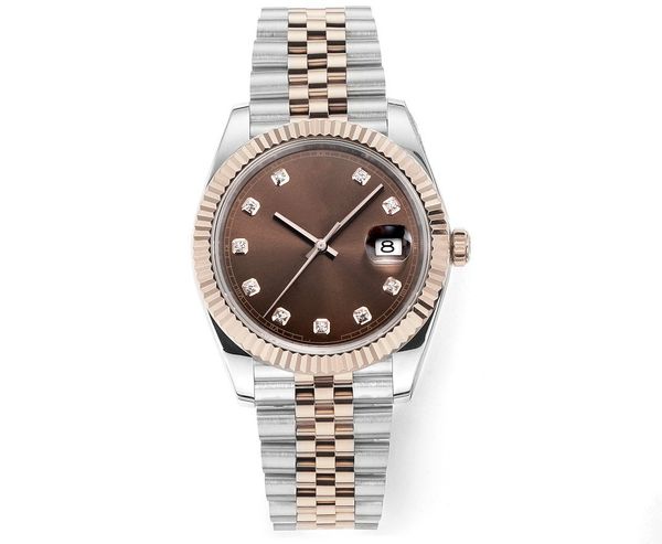 Super Qualité Montre 41mm Datejust Or Rose Deux Tons En Acier Inoxydable Mouvement Automatique Lunette Cannelée Mécanique Verre Saphir Montre-Bracelet