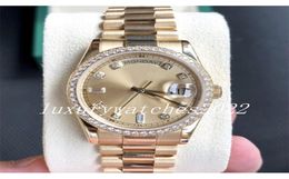 Montre de super qualité 40 mm Mécanique diamant éventail 18k Gold en acier inoxydable Shell Row Drill Sapphire Glass Sport W4002356