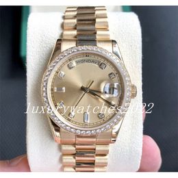 Super kwaliteit horloge 40mm automatische mechanische Diamond Bezel 18k goud roestvrij staal middelste rij shell boor saffierglas sport horloges