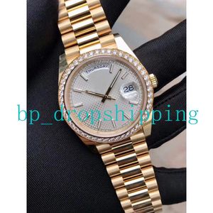 Montres de qualité supérieure Mens Lady Automatic Mechanical 36mm Yellow Gold Silver Diagonal Motif Index Bracelet de montre en acier inoxydable Mouvement Saphir Couple Montre-bracelet