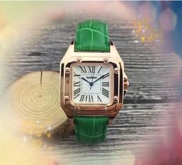 Super kwaliteit dames klein formaat horloge eenvoudige en royale kwarts beweging koe leer militaire zakelijke dames casual dame klok vierkant Romeinse tank ketting horloges geschenken