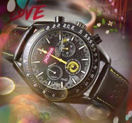 Super Quartz Core Movement Men Time Clock Watches Auto Date Genuinel Leather Buckle Dress Designer horloge groothandel mannelijke geschenken volledige functionele polshorloge relogios