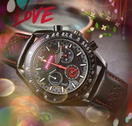 Super Quartz Core Movement Men Time Clock Watches Auto Date Genuinel Leather Buckle Dress Designer Volledige functionele high-end polshorloge Star Fashion Choice