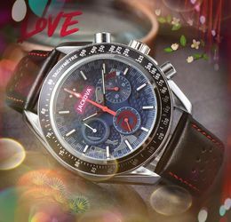 Super Quartz Core Movement Men Time Clock Watches Auto Date Genuinel Leather Buckle Dress Designer Watch Male geschenken Volledig functioneel Business Classic polshorloge
