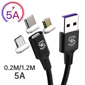 Cable de carga magnética súper rápida 5A para HUAWEI FCP Qualcomm OPPO VOOC Samsung carga rápida adaptable Vivo flashcharge 66 65W