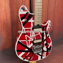 Super zeldzame Eddie Edward Van Halen Franken Design zwart witte strepen Red Gang elektrische gitaar Floyd Rose Tremolo brug esdoorn toets Dot inleg borgmoer