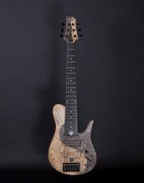 Super zeldzame FOD Buckeye Burl Yin Yang Imperial 6 Elite elektrische basgitaar hals door body Ash body esdoorn hals zwarte hardware1269681