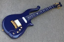 Corps en aulne de guitare électrique bleu Prince Cloud super rare, manche en érable, pont enveloppant, étui rigide en cuir croco violet de luxe, intérieur blanc