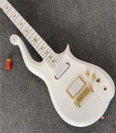 Super rare Prince Cloud Sparkle Pearl White Guitare électrique Ault Corps Maple Cou Noir Symbole enracine