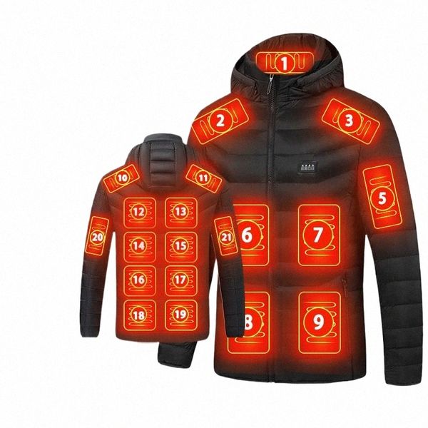 Súper Venta 19/21 Áreas Chaqueta con calefacción Mujeres USB Chaqueta con calefacción para hombres Chalecos con calefacción Abrigo Caza Senderismo Cam Otoño Invierno Masculino d7ZF #