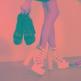 Súper sandalias estilo 2024 zapatos de mujer altos europeos puesta en escena tacón grueso Sexy club nocturno modelo pasarela Roma mujer 80576