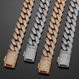 Super september 14 mm 18 mm 2 rijen VVS Diamond 925 Sterling Silver Hand Setting Moissanite Cuban Link Chain armband