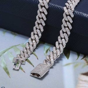 Super september 925 zilveren enkele rijen 6 mm 8 mm 10 mm ijs uit d kleur vvs moissaniet diamanten ketting cuban link ketting armband