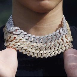 Bijoux Hip Hop Super septembre, collier plaqué or de 20mm, chaîne cubaine en diamant à maillons en Moissanite glacé