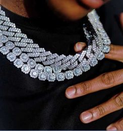 Collier Hip Hop plaqué or blanc 14mm, Super septembre, chaîne à maillons cubains en diamant Moissanite, vente en gros