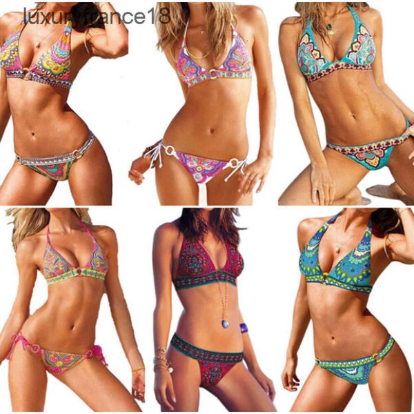 Súper sexy Indiana Totem Bandeau Conjunto de bikini acolchado Estilo bohemio Ropa de playa sexy para mujer Traje de baño 6 colores S-XL''gg''5VB1