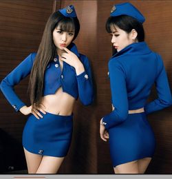 Super sexy stewardess jurk ol professional jurk nachtclub uniform kort ondergoed extreme vrouwen transparant pak sao