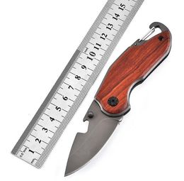 Couteau pliant Super pointu Portable couteau de poche pliable survie en plein air manche en bois couteaux Mini porte-clés couteau à fruits