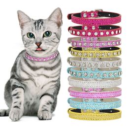 Colliers en diamant Super brillants avec strass pour chat et chien, chiot, bébé, bracelet en cuir, accessoires pour chaton, réglables, 1223430