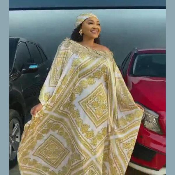 Super taille Femme africaine Dashiki Silk Fashion Loose Broderie Robe longue pour les vêtements pour femmes