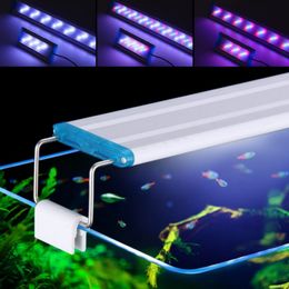 Super Slanke Led Aquarium Ledlight Rgb Waterplant Licht 18-58Cm Uitbreidbare Waterdichte Clip Voor Aquarium 90-260V Kleur Lichten