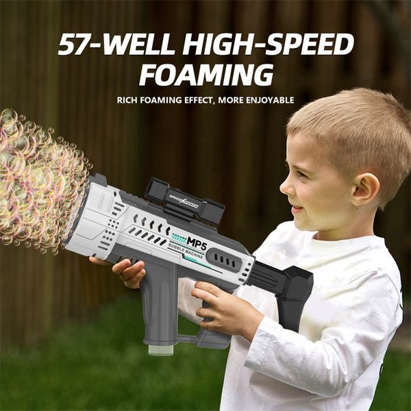 Super Soaker Toys Pistola de agua de burbujas MP5 para niños de 4 a 8 años Pistola de burbujas de succión automática motorizada de mano porosa con luces de colores enviadas por mar