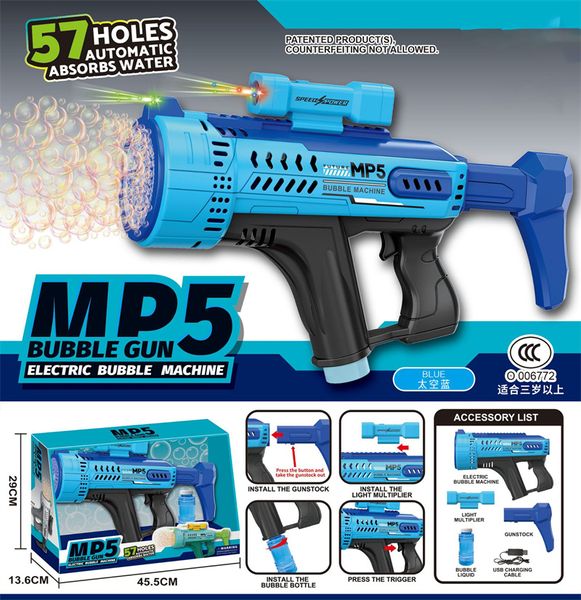 Super Soaker Toys Mp5 Pistola de agua de burbujas para 4-8 años Pistola de burbujas de succión automática motorizada de mano porosa con luces de colores Mar Enviar AA89