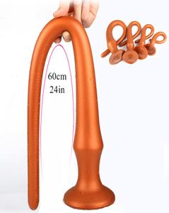 Súper suave de 60 cm de largo enorme escala de vagina toyes sexuales para mujeres vibrador anal vibrador de vibrador de próstata masaje tope tapón mssturbator y2004562812