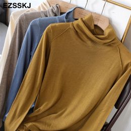 Super Soft Cashmere TurtLenneck Pullsouvers Thin Spring Automne tas Collar Pullouss Pullsouvers Femme Femme Casual 201119