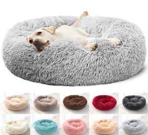 Lit de chat Super doux rond moelleux chien panier de couchage longue peluche chaud tapis pour animaux de compagnie mignon léger confortable toucher chenil grand chien