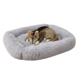 Super Soft Dog Bed Dog Cushion Long Plush Dog Kennel Cat House Washable Winter Warm Sofa Bed For Medium Large Dogs 210401