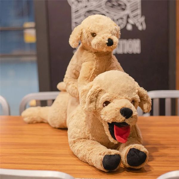 Super doux longue peluche simulation Labrador chien jouet en peluche mignon langue sur bébé Golden Retriever câlin oreiller canapé jeter coussin 240123