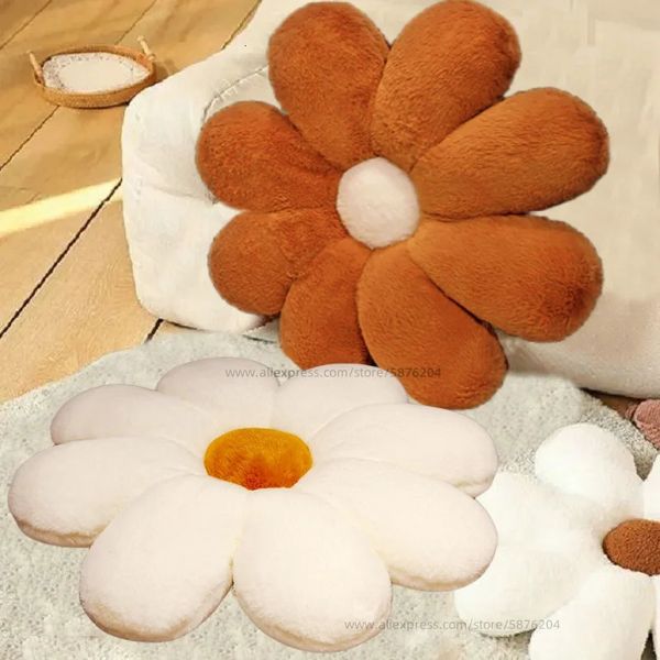 Super doux en peluche Daisy Flower Oreiller en peluche Siège d'autheet coussin Mat de sol Salle Sofa Decor Gift For Girl Room Birthday 240429