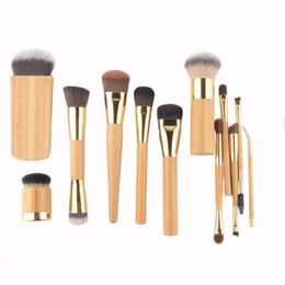 Pinceles de maquillaje en polvo supersuave, brocha de maquillaje para colorete de base, contorno de mezcla de sombras, bambú profesional de alta calidad
