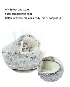 Super soft Shell nest Round cave comfortable self-warming super soft plush pet nest