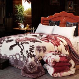 Couverture pondérée Super douce et chaude, Double couche en vison Raschel pour lit Double, linge de lit d'hiver épais 1234z