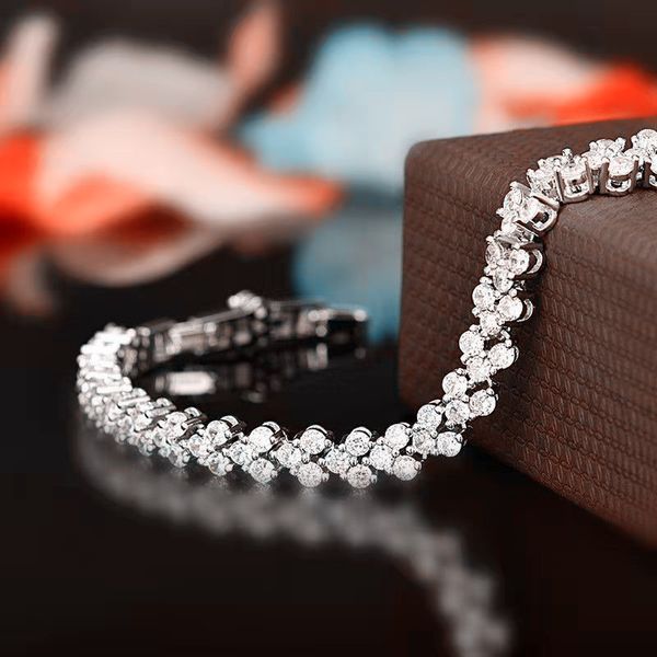 Bracelet en diamant pour femmes, cristal Super étincelant, Zircon, diamant d'eau, cœur d'océan, Bracelet romain