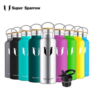 Super Sparrow En Acier Inoxydable Bouteille D'eau Isolée Sous Vide En Métal Thermos Sans BPA Paille Boire pour Gym Voyage Sports 211109