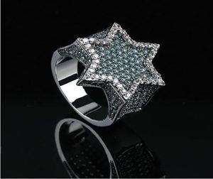 Bague Super Star verte CZ Bling, Micro pavé de zircone cubique, diamants simulés, bagues Hip hop, taille 7, taille 117857336