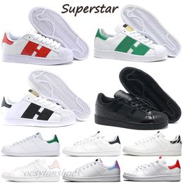 Super star Blanc Noir Blanc Femmes Hommes Stan Chaussures Mode Smith arc-en-argent Baskets Casual Chaussure En Cuir Sport Classique Appartements Chaussure